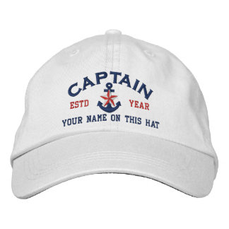 Personalised Your Name Year Captain Star Anchor Embroidered Hat