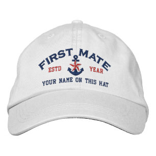 Personalised Your Name Year First Mate Star Anchor Embroidered Hat