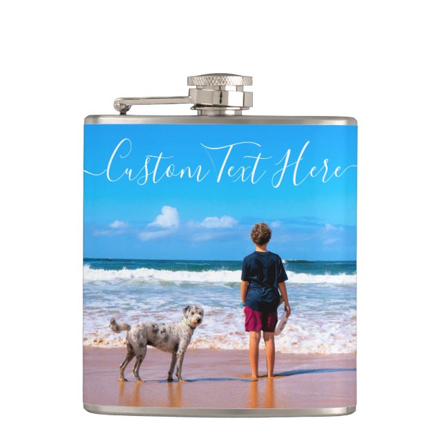Personalised Your Pet Photo Flask Gift Custom Text (Front)