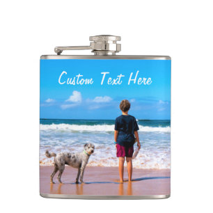 Personalised Your Pet Photo Flask Gift Custom Text