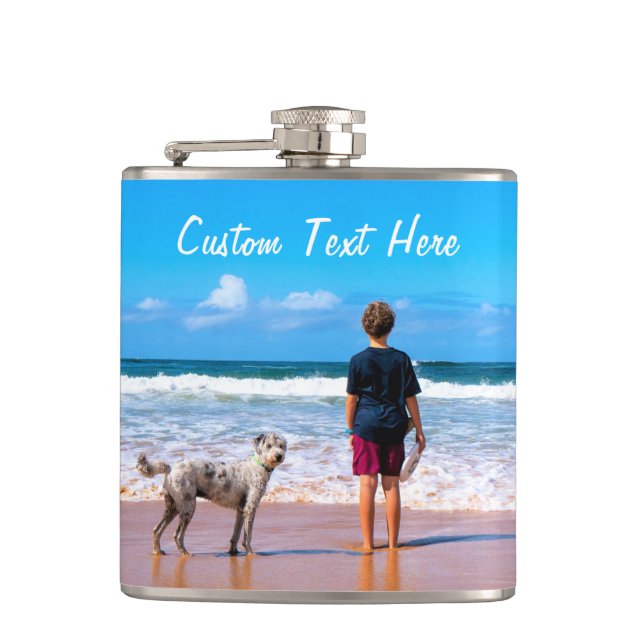 Personalised Your Pet Photo Flask Gift Custom Text (Front)