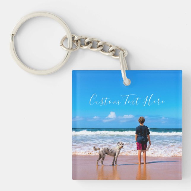 Personalised Your Pet Photo Keychain Custom Text (Front)
