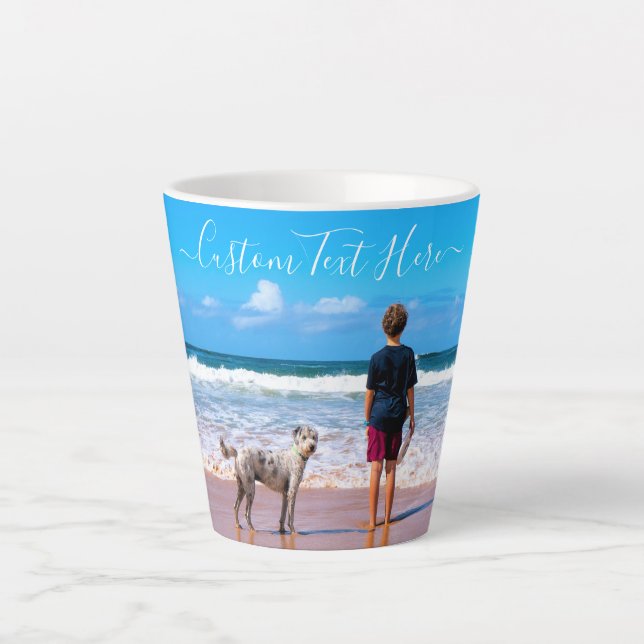 Personalised Your Pet Photo Latte Mug Custom Text (Front)