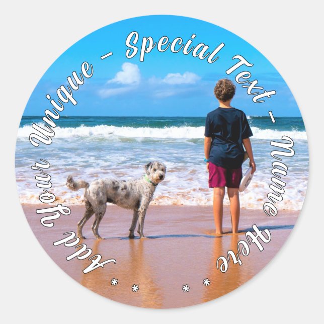 Personalised Your Pet Photo Sticker Custom Text (Front)