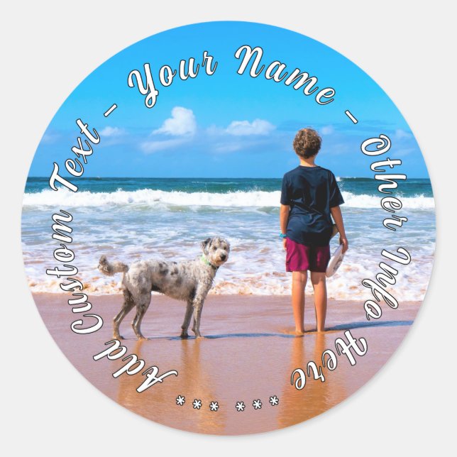 Personalised Your Pet Photo Stickers Custom Text (Front)