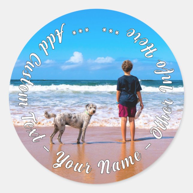 Personalised Your Pet Photo Stickers Custom Text (Front)