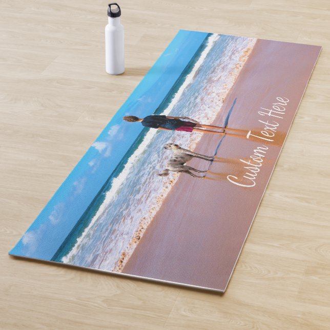 Personalised Your Pet Photo Yoga Mat Custom Text (In Situ)