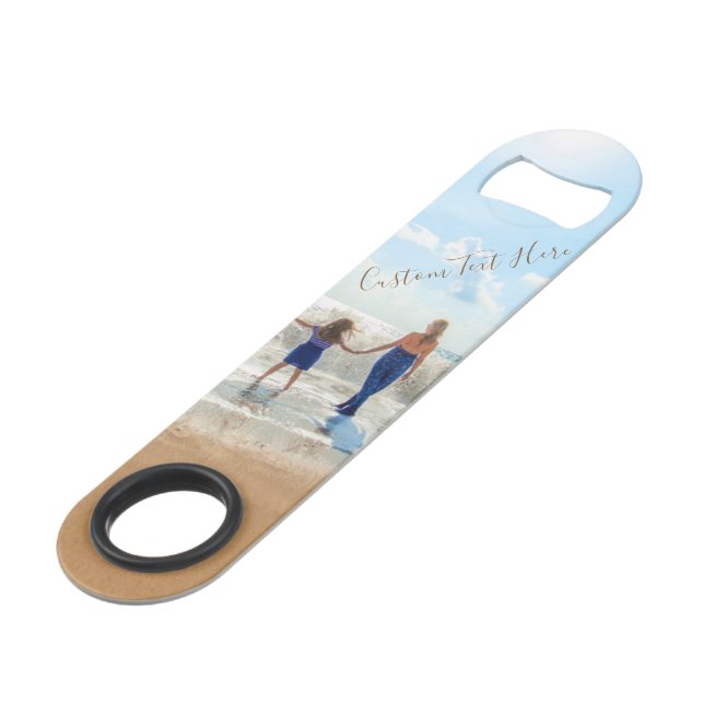 Personalised Your Photo Bar Key with Custom Text (Back Angled)