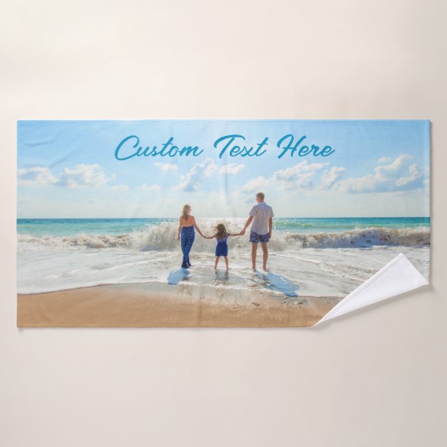 Personalised Your Photo Bath Towels Custom Text (Bath Towel)