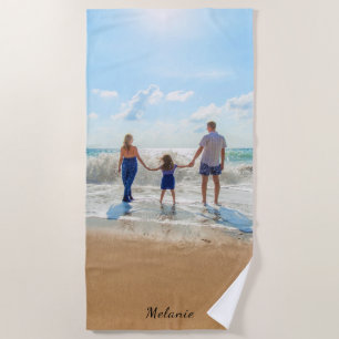 Personalised Your Photo Beach Towel Custom Name