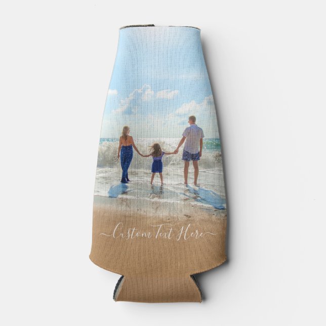 Personalised Your Photo Bottle Cooler Custom Text (Front)