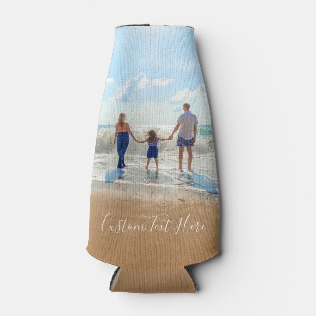 Personalised Your Photo Bottle Cooler Custom Text (Front)
