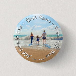 Personalised Your Photo Button Gift Custom Text