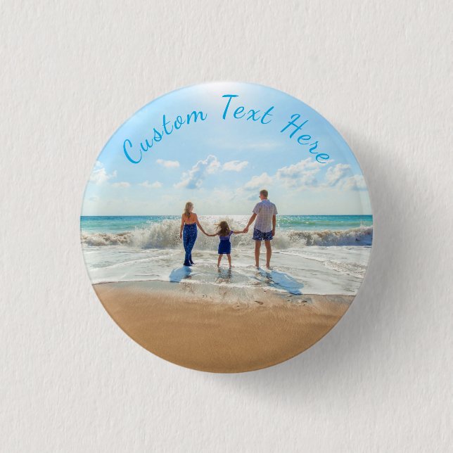 Personalised Your Photo Button Gift Custom Text (Front)