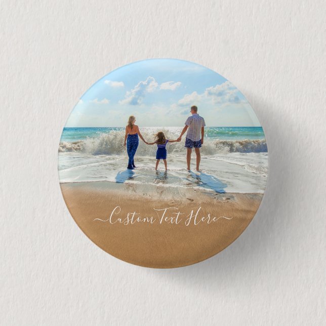 Personalised Your Photo Button with Custom Text (Front)