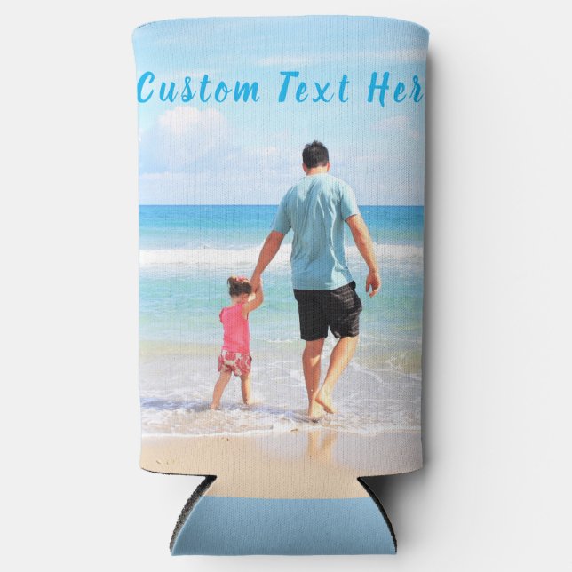 Personalised Your Photo Can Cooler and Custom Text (Front)