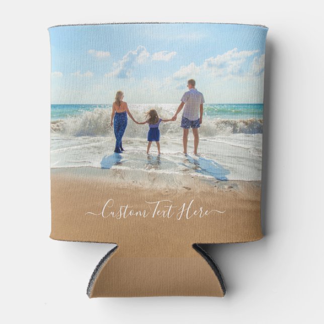 Personalised Your Photo Can Cooler and Custom Text (Front)