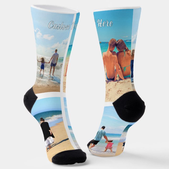Personalised Your Photo Collage and Text Socks (Angled)