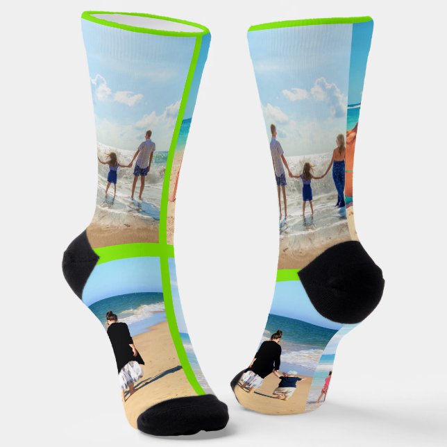 Personalised Your Photo Collage Socks Custom Colou (Angled)