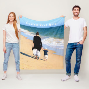 Personalised Your Photo Fleece Blanket Custom Text