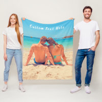 Personalised Your Photo Fleece Blanket Custom Text