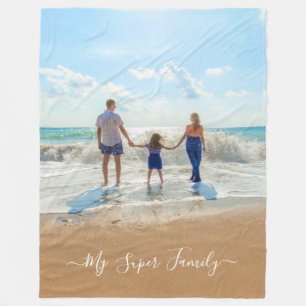 Personalised Your Photo Fleece Blanket Custom Text