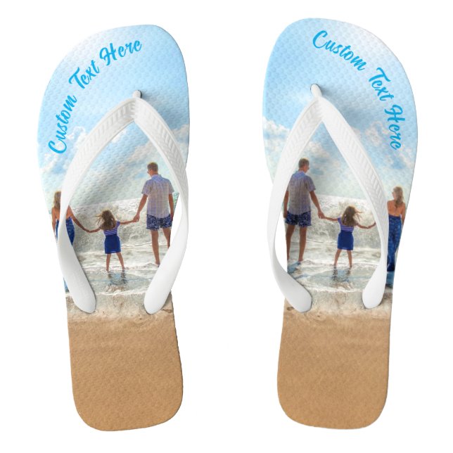 Personalised Your Photo Flip Flops Custom Text (Footbed)