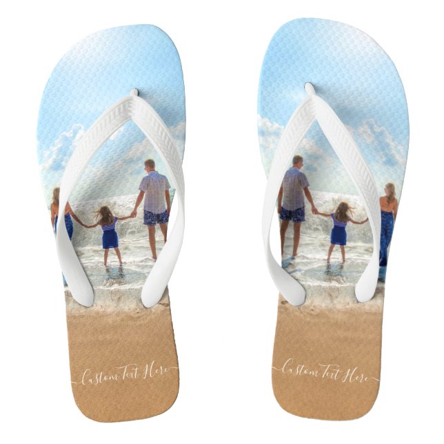 Personalised Your Photo Flip Flops Custom Text (Footbed)