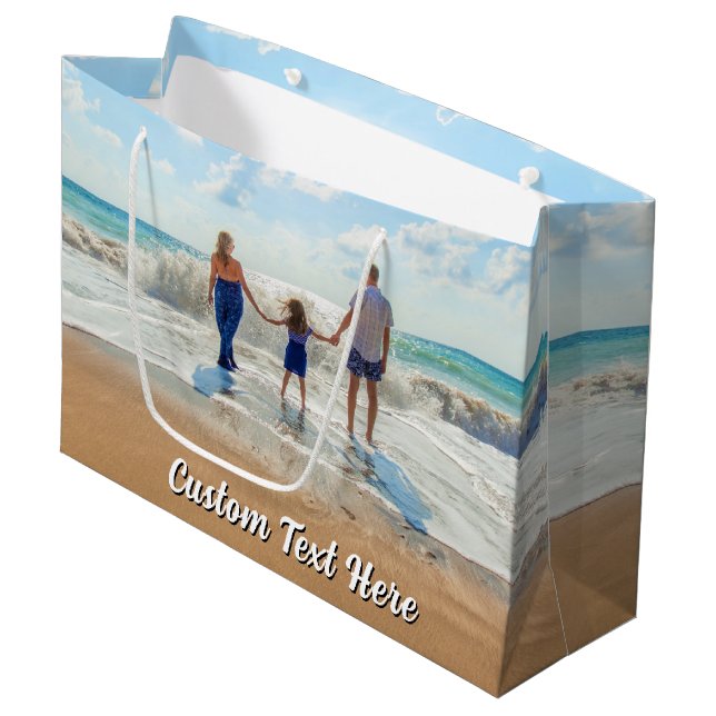 Personalised Your Photo Gift Bag Custom Text Name (Front Angled)