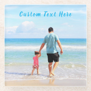 Personalised Your Photo Glass Coaster Custom Text