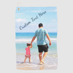 Personalised Your Photo Golf Towel and Custom Text