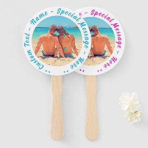 Personalised Your Photo Hand Fan Custom Text Name