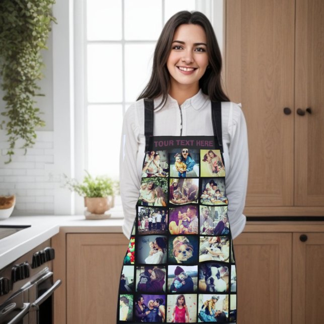 Personalised your photo here T-Shirt Apron (Personalized photo collage, custom photo grid apron.)
