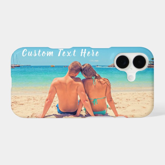 Personalised Your Photo iPhone Case Custom Text (Back Horizontal)