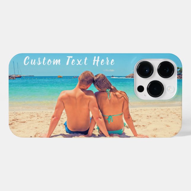 Personalised Your Photo iPhone Case Custom Text (Back Horizontal)