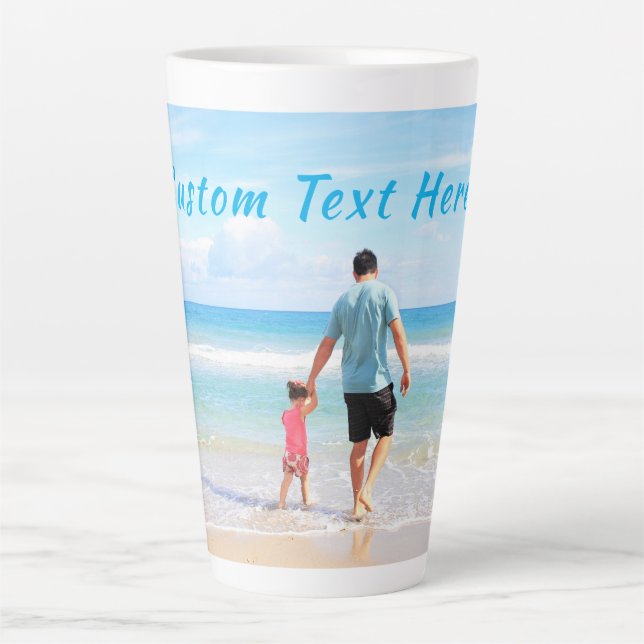 Personalised Your Photo Latte Mug Gift Custom Text (Front)
