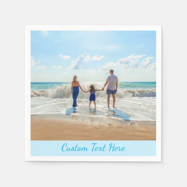 Personalised Your Photo Napkins with Custom Text (Front)