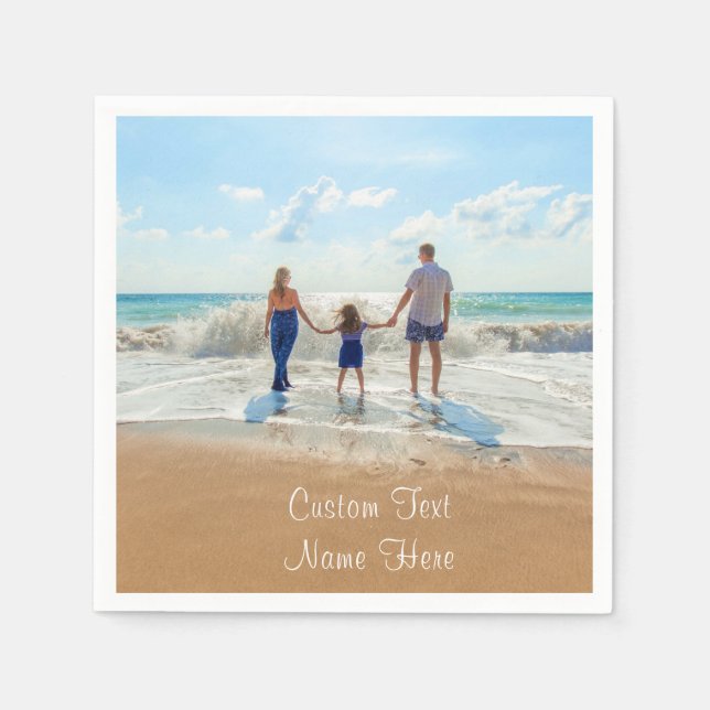 Personalised Your Photo Napkins with Custom Text (Front)