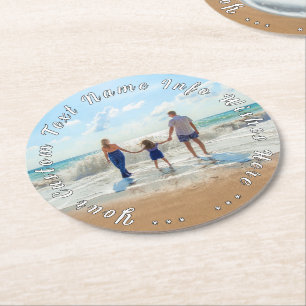 Personalised Your Photo Paper Coaster Custom Text
