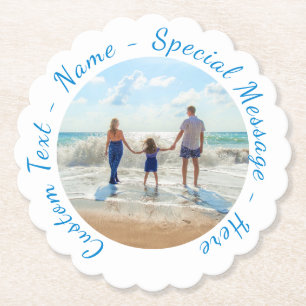 Personalised Your Photo Paper Coasters Custom Text