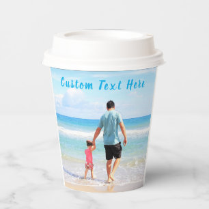 Personalised Your Photo Paper Cups and Custom Text