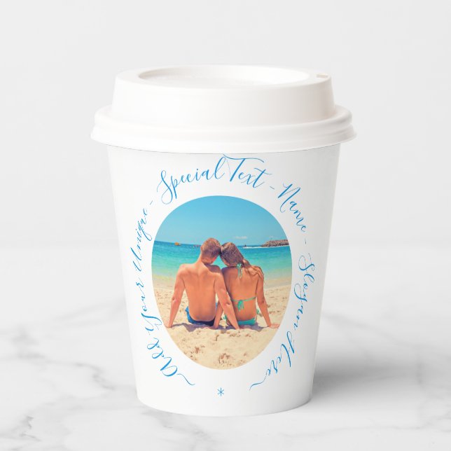 Personalised Your Photo Paper Cups and Custom Text (Front)