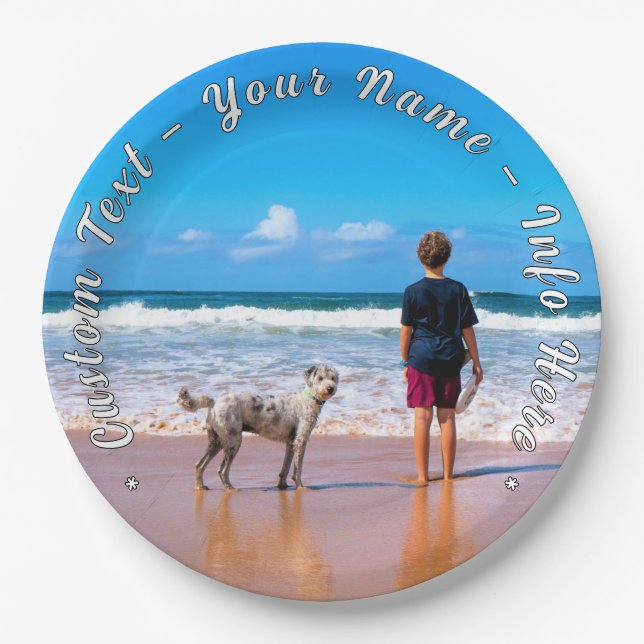 Personalised Your Photo Paper Plates Custom Text (Front)