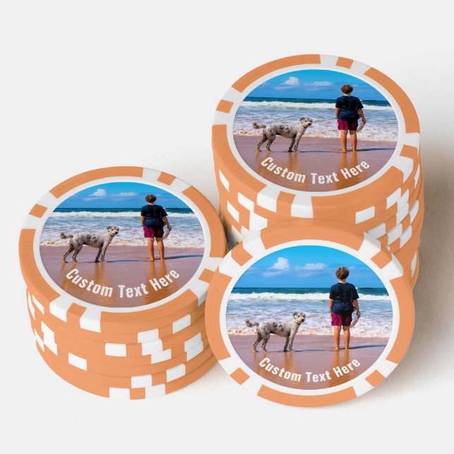 Personalised Your Photo Poker Chips with Text Name (Stack)