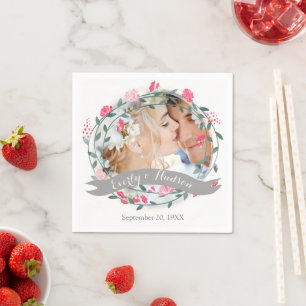 Personalised Your Photo Quartz Pink Forest Wedding Napkin