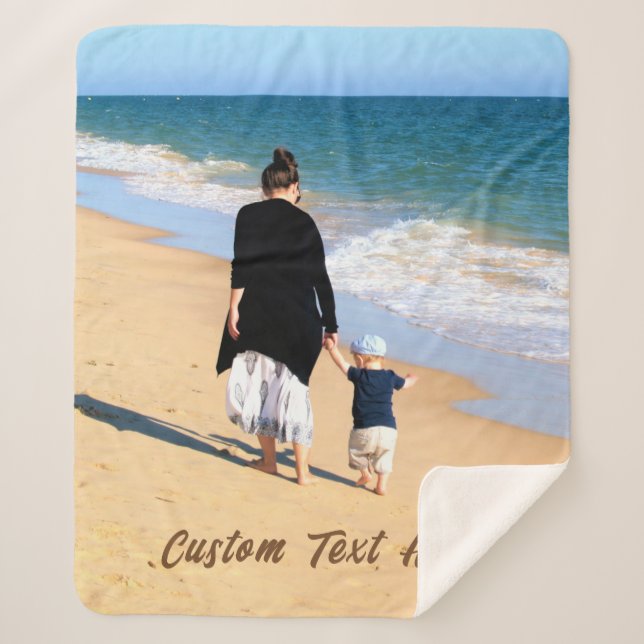 Personalised Your Photo Sherpa Blanket Custom Text (Front)