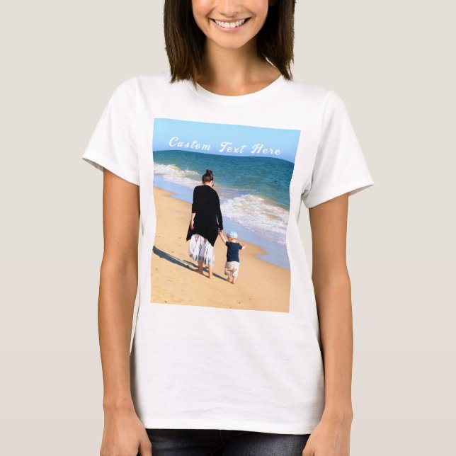 Personalised Your Photo T-Shirt with Custom Text (Front)