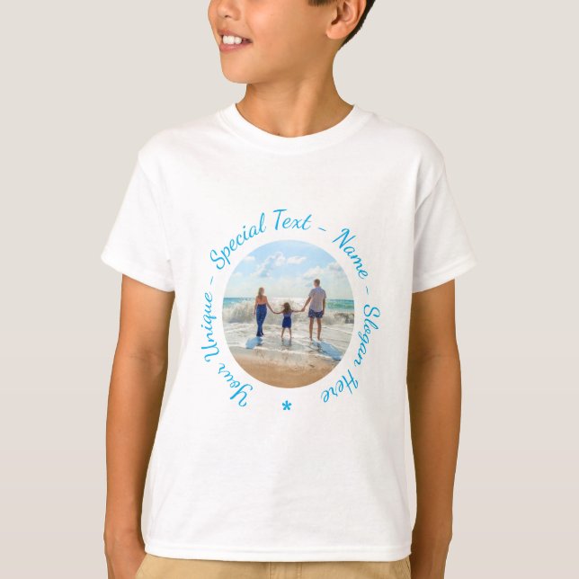 Personalised Your Photo T-Shirt with Custom Text (Front)