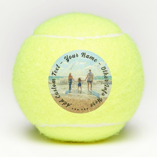 Personalised Your Photo Tennis Balls Custom Text (Front)