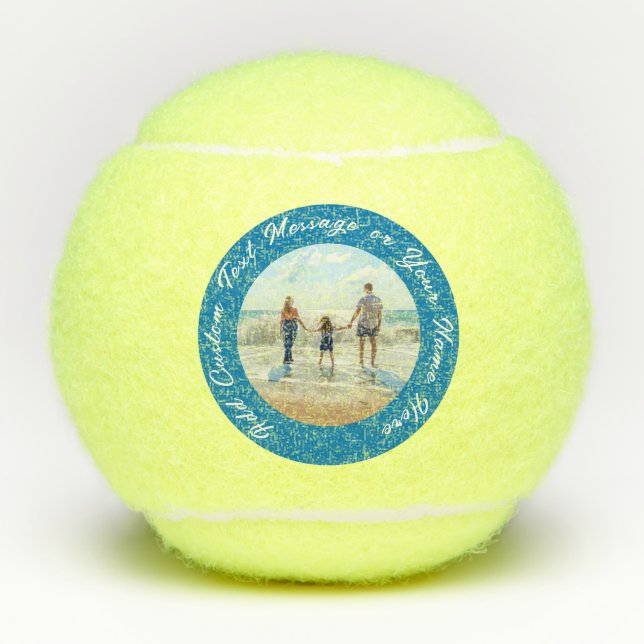 Personalised Your Photo Tennis Balls Custom Text (Front)
